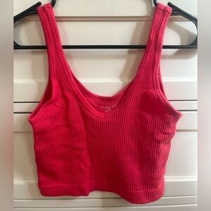 Hot pink Ribbed Crop Top